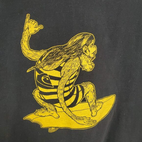 Vintage Quiksilver Mens Y2K Graphic Tank Top Size L Black Beach Surf Monkey - Picture 3 of 10
